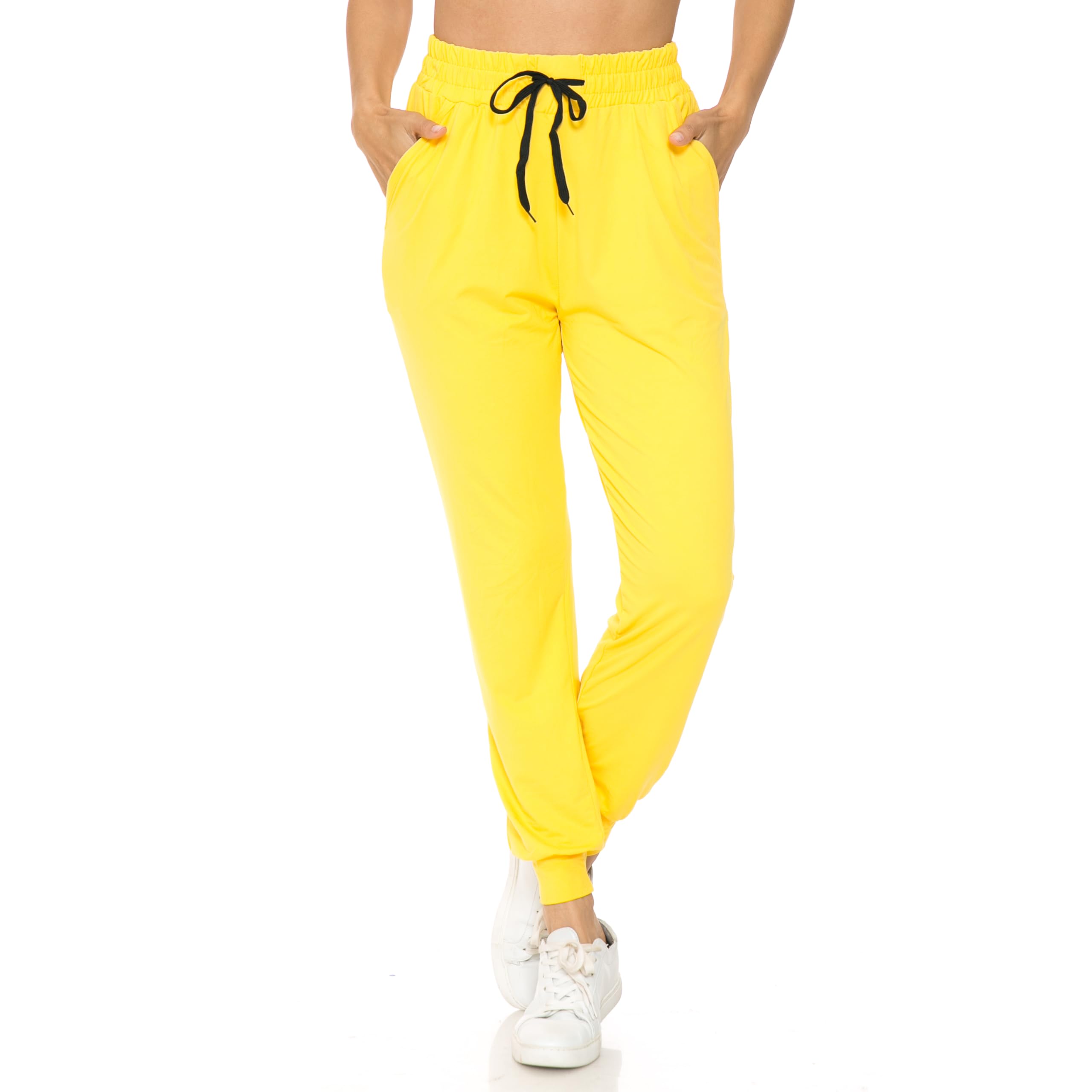 Buttery Smooth Solid Basic Yellow Women's Joggers - EEVEE