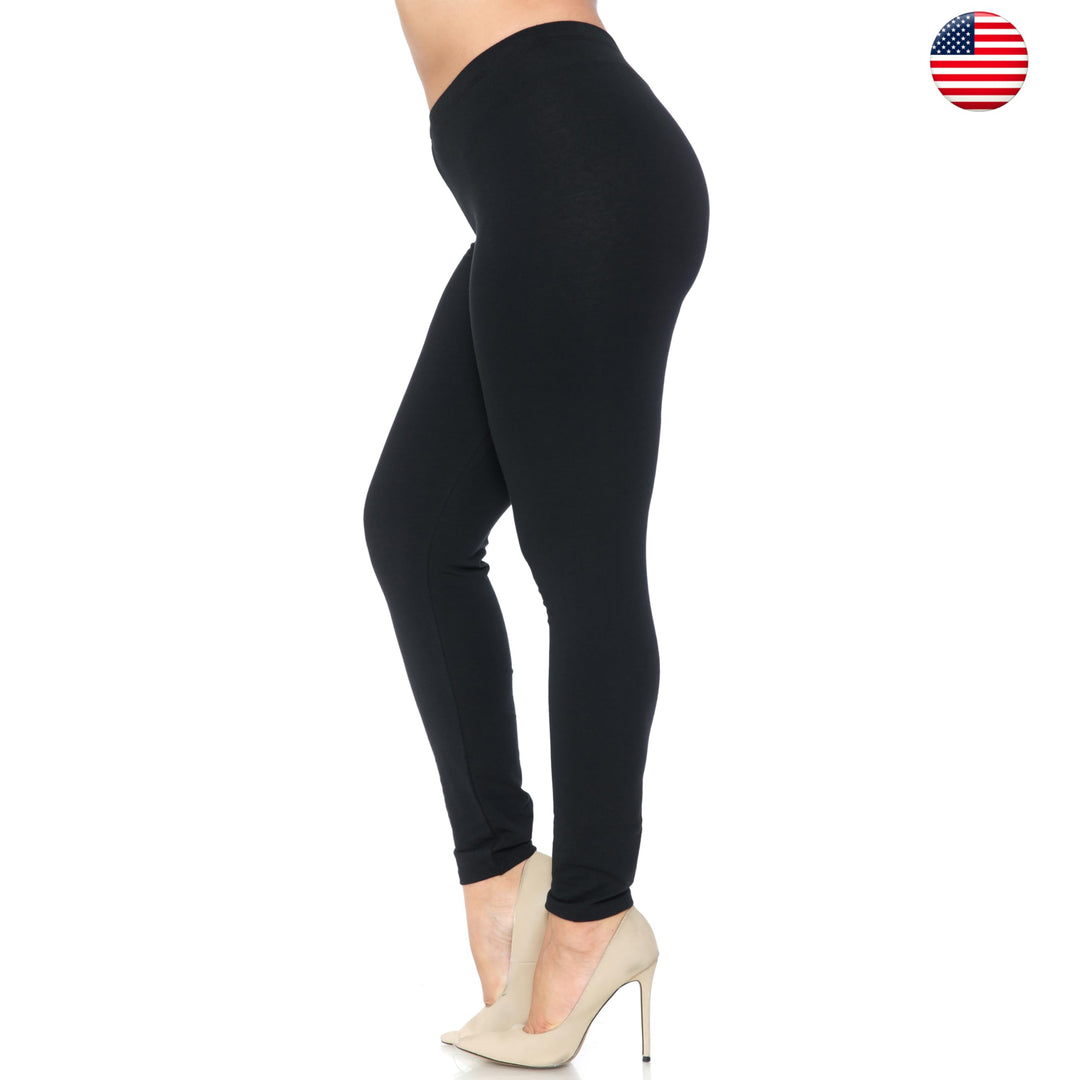 USA Basic Full Length Cotton Leggings - Plus Size - 1XL 2XL 3XL