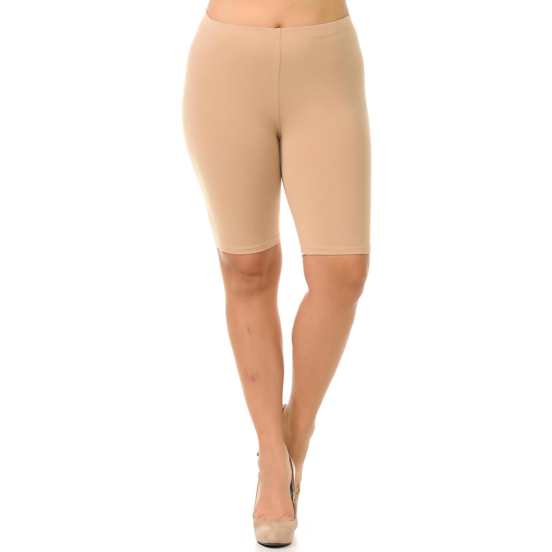Made in The USA - Women's Plus Size Solid Basic Skin Smoothing Cotton Thigh Shorts - 1XL - 2XL - 3XL