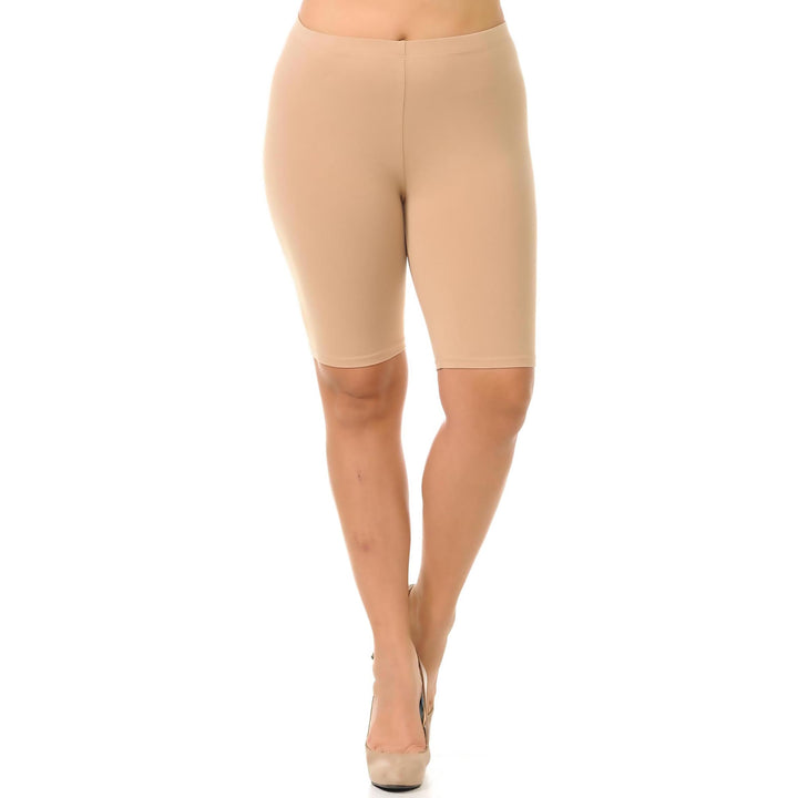 Made in The USA - Women's Plus Size Solid Basic Skin Smoothing Cotton Thigh Shorts - 1XL - 2XL - 3XL