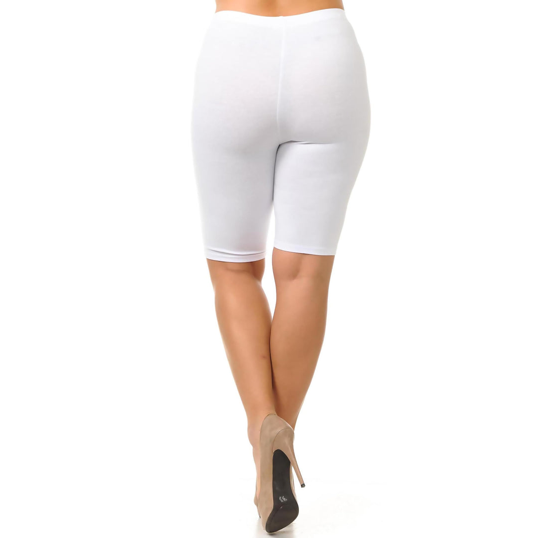 Made in The USA - Women's Plus Size Solid Basic Skin Smoothing Cotton Thigh Shorts - 1XL - 2XL - 3XL