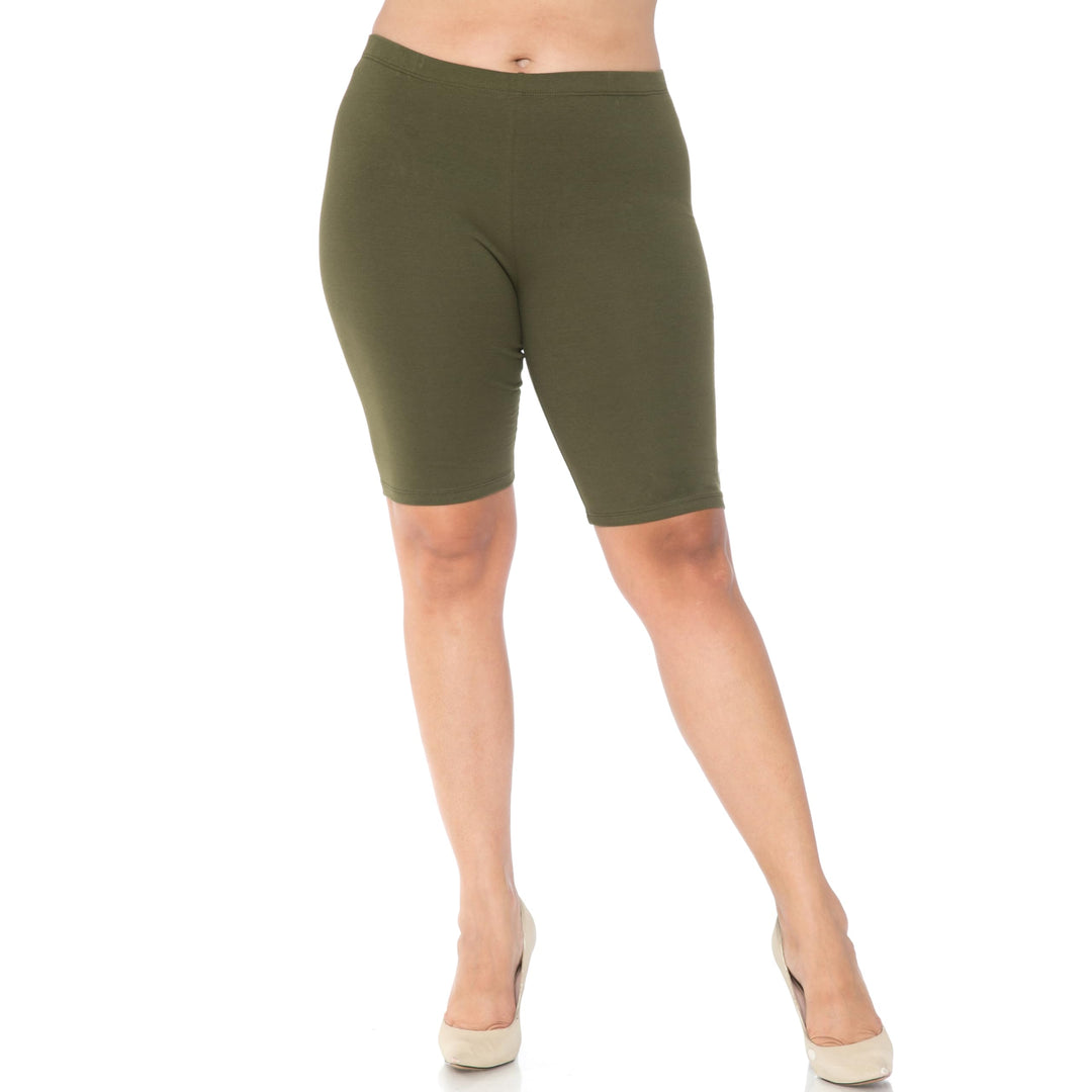 Made in The USA - Women's Plus Size Solid Basic Skin Smoothing Cotton Thigh Shorts - 1XL - 2XL - 3XL