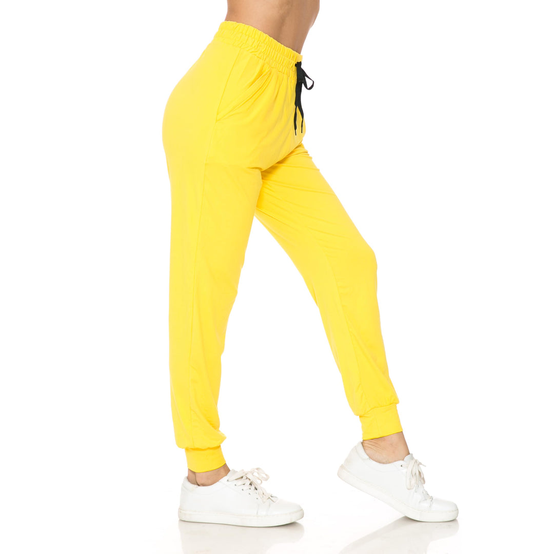Buttery Smooth Solid Basic Yellow Women's Joggers - EEVEE