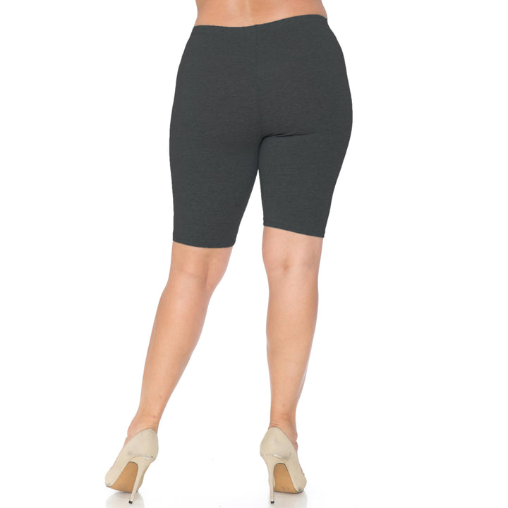 Made in The USA - Women's Plus Size Solid Basic Skin Smoothing Cotton Thigh Shorts - 1XL - 2XL - 3XL