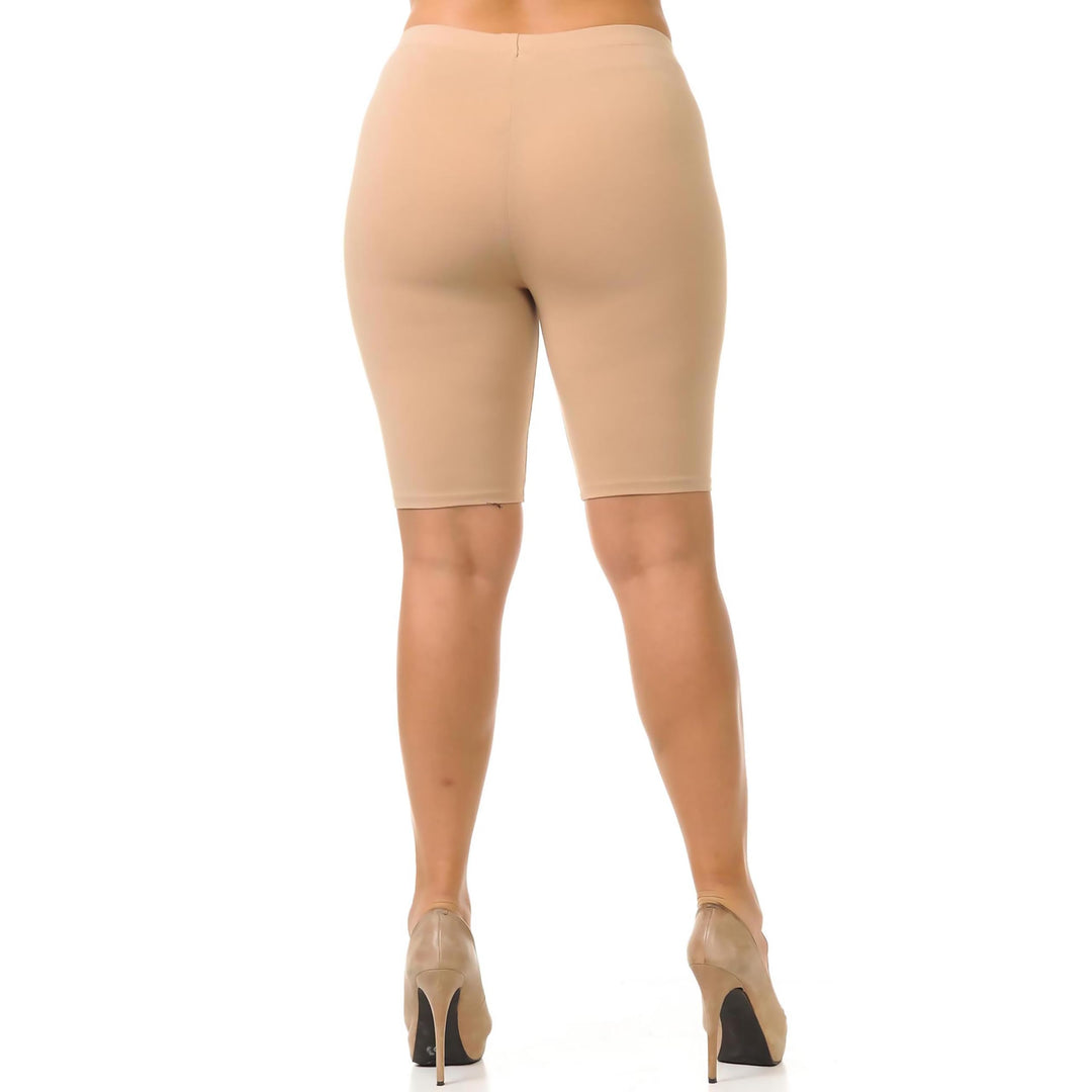 Made in The USA - Women's Plus Size Solid Basic Skin Smoothing Cotton Thigh Shorts - 1XL - 2XL - 3XL
