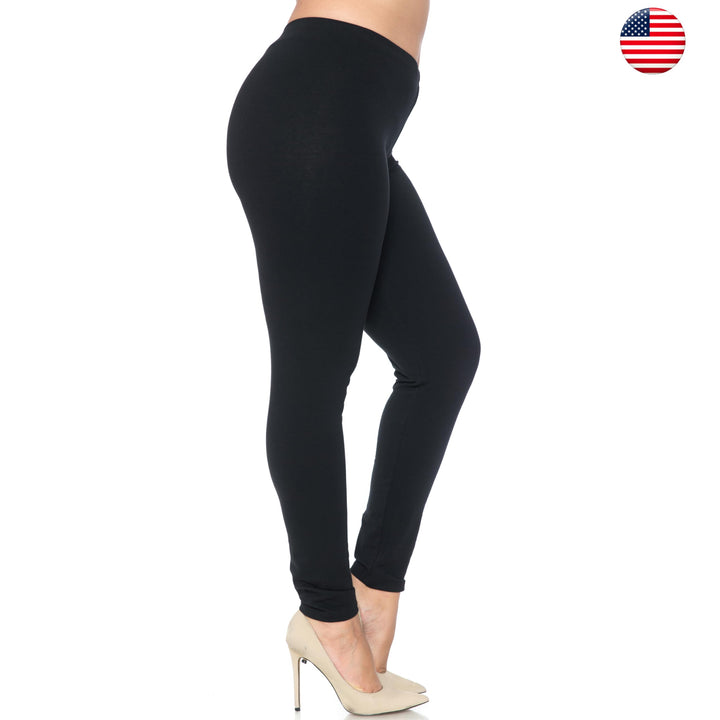 USA Basic Full Length Cotton Leggings - Plus Size - 1XL 2XL 3XL