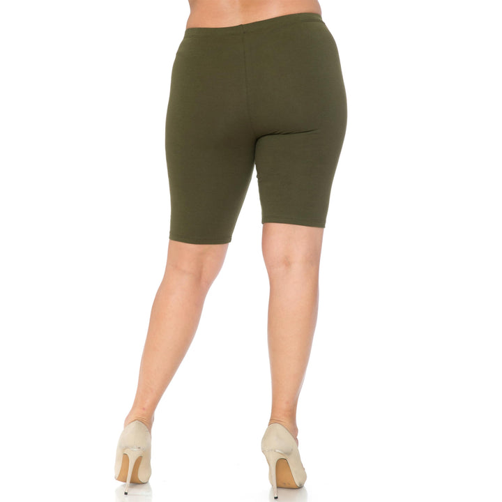 Made in The USA - Women's Plus Size Solid Basic Skin Smoothing Cotton Thigh Shorts - 1XL - 2XL - 3XL