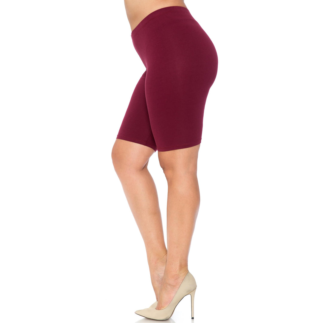 Made in The USA - Women's Plus Size Solid Basic Skin Smoothing Cotton Thigh Shorts - 1XL - 2XL - 3XL