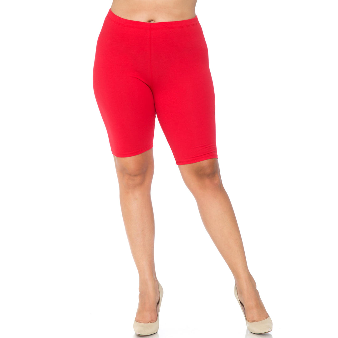 Made in The USA - Women's Plus Size Solid Basic Skin Smoothing Cotton Thigh Shorts - 1XL - 2XL - 3XL