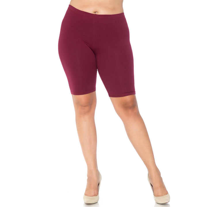 Made in The USA - Women's Plus Size Solid Basic Skin Smoothing Cotton Thigh Shorts - 1XL - 2XL - 3XL