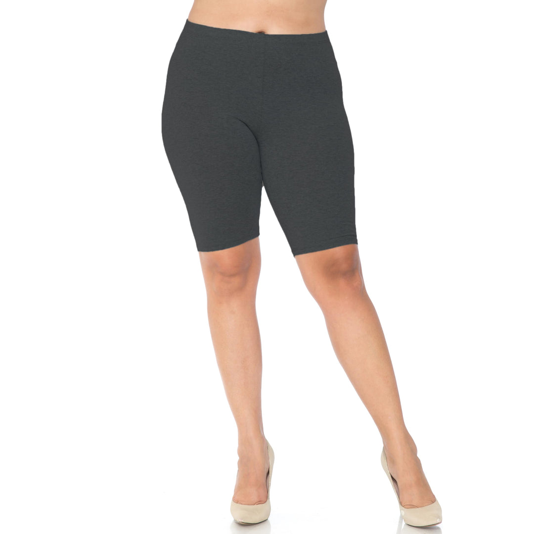 Made in The USA - Women's Plus Size Solid Basic Skin Smoothing Cotton Thigh Shorts - 1XL - 2XL - 3XL