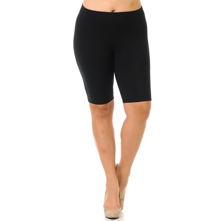 Made in The USA - Women's Plus Size Solid Basic Skin Smoothing Cotton Thigh Shorts - 1XL - 2XL - 3XL