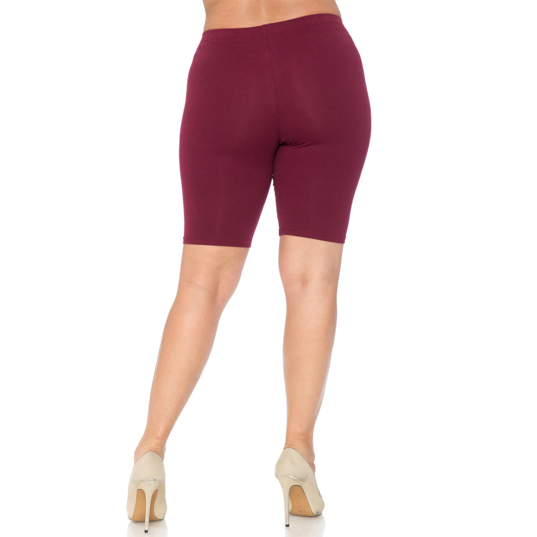 Made in The USA - Women's Plus Size Solid Basic Skin Smoothing Cotton Thigh Shorts - 1XL - 2XL - 3XL