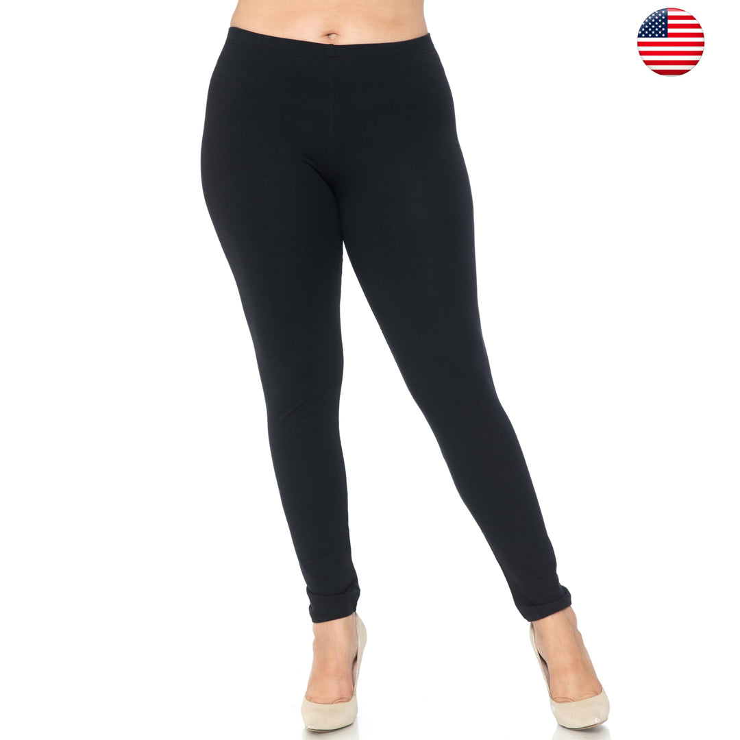 USA Basic Full Length Cotton Leggings - Plus Size - 1XL 2XL 3XL