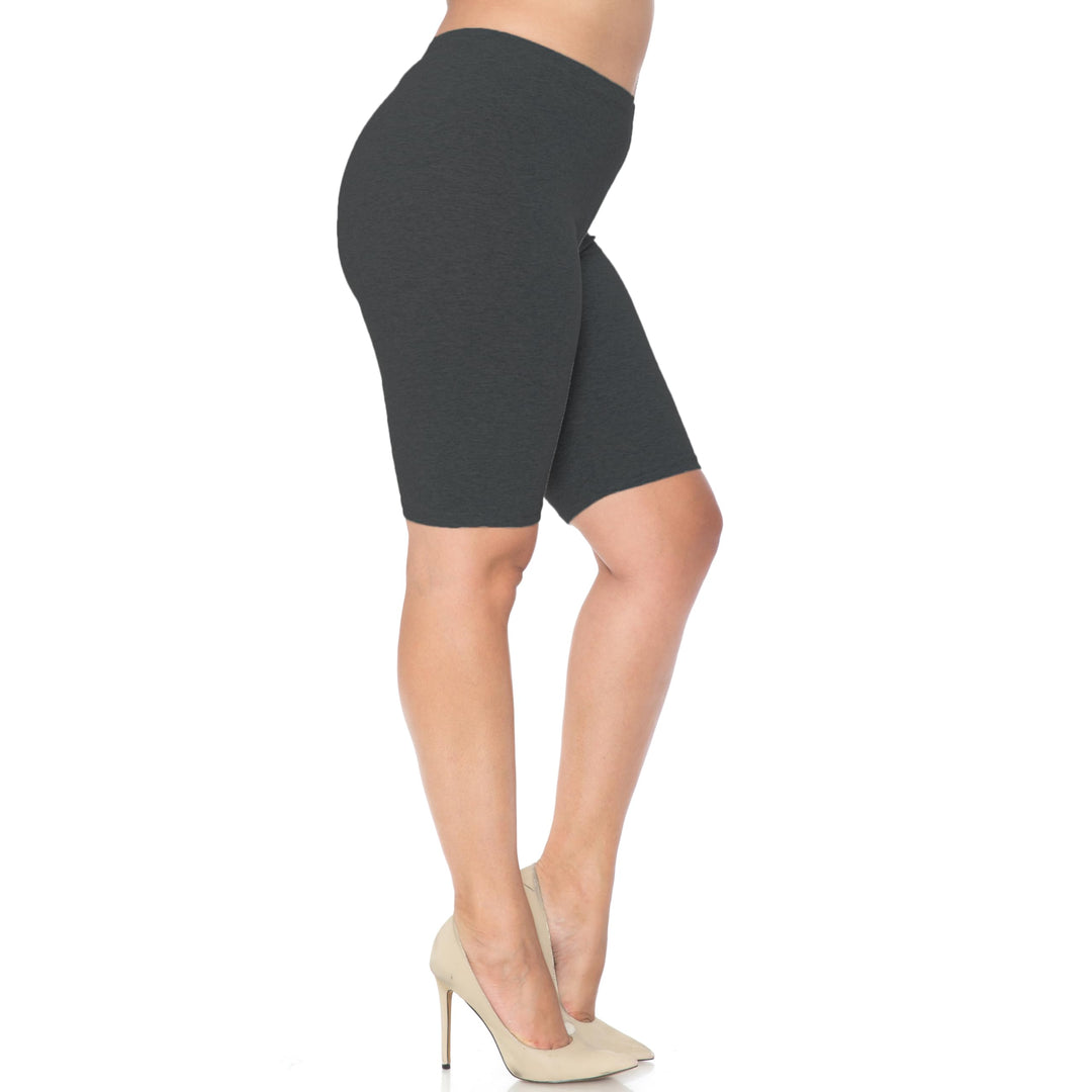 Made in The USA - Women's Plus Size Solid Basic Skin Smoothing Cotton Thigh Shorts - 1XL - 2XL - 3XL