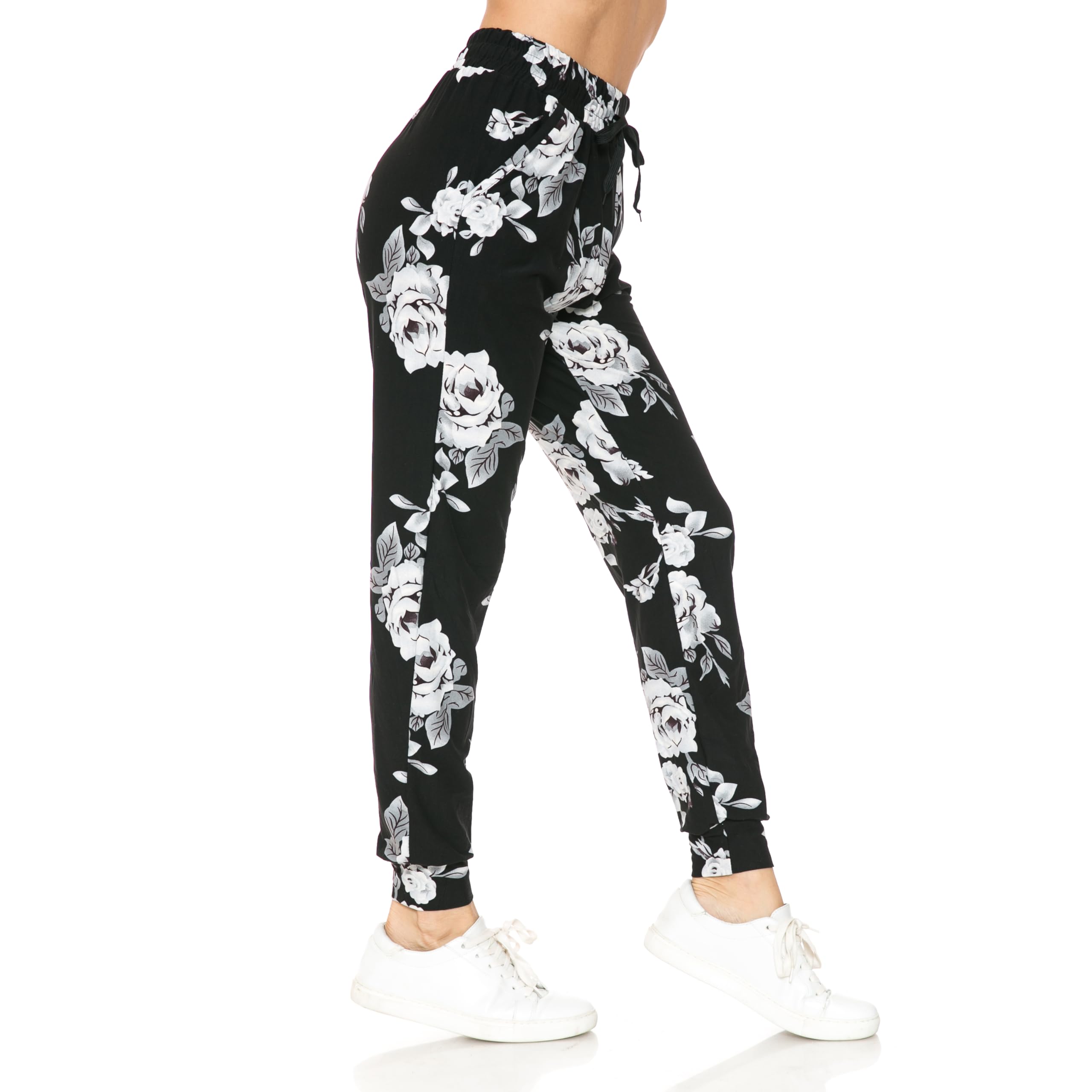 Buttery Smooth Jumbo White Rose Joggers