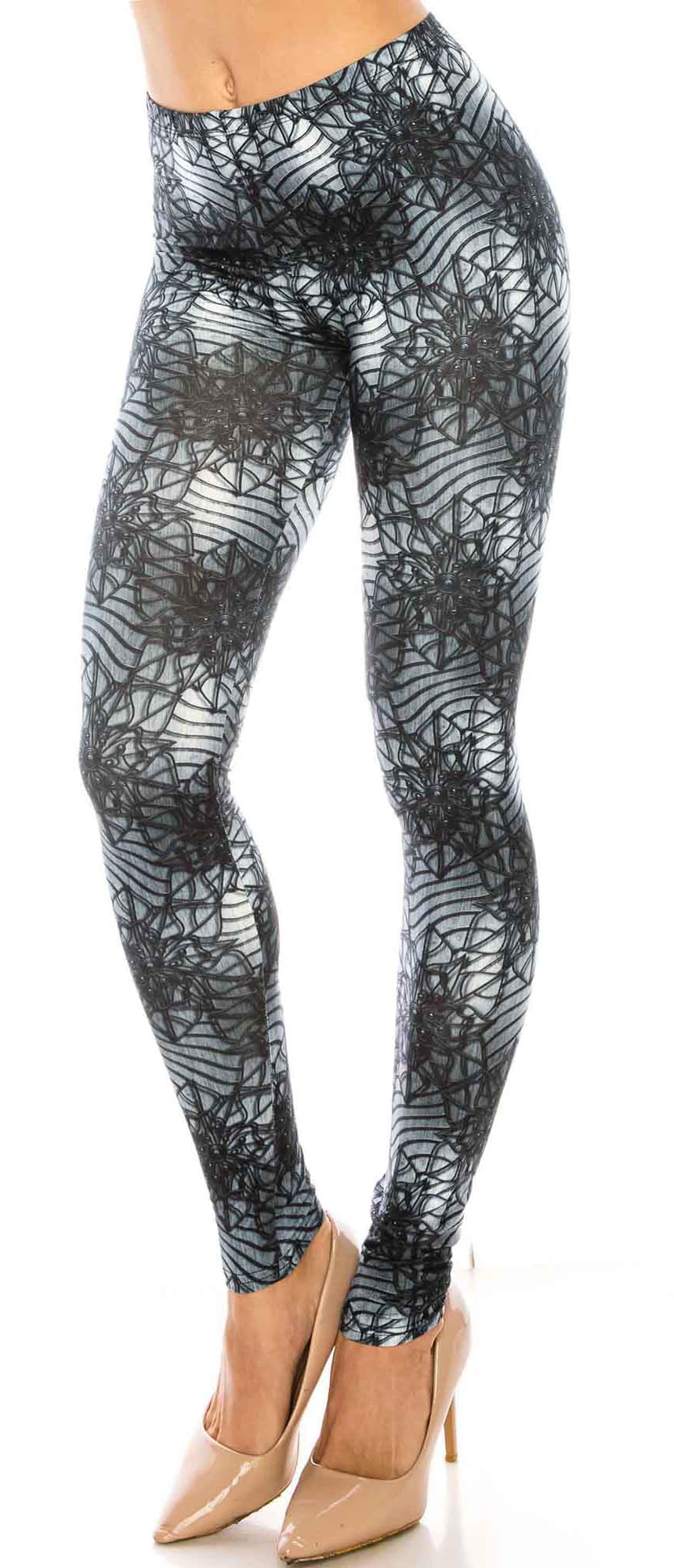 Creamy Soft Premium Women's Leggings 3D Floral Helix Plus Size, High Rise, Stretchy & Breathable, Comfortable Fit - by USA Fashion