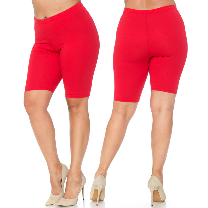Made in The USA - Women's Plus Size Solid Basic Skin Smoothing Cotton Thigh Shorts - 1XL - 2XL - 3XL