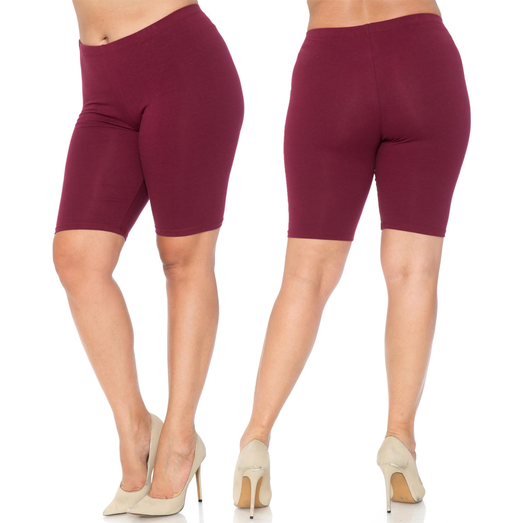 Made in The USA - Women's Plus Size Solid Basic Skin Smoothing Cotton Thigh Shorts - 1XL - 2XL - 3XL