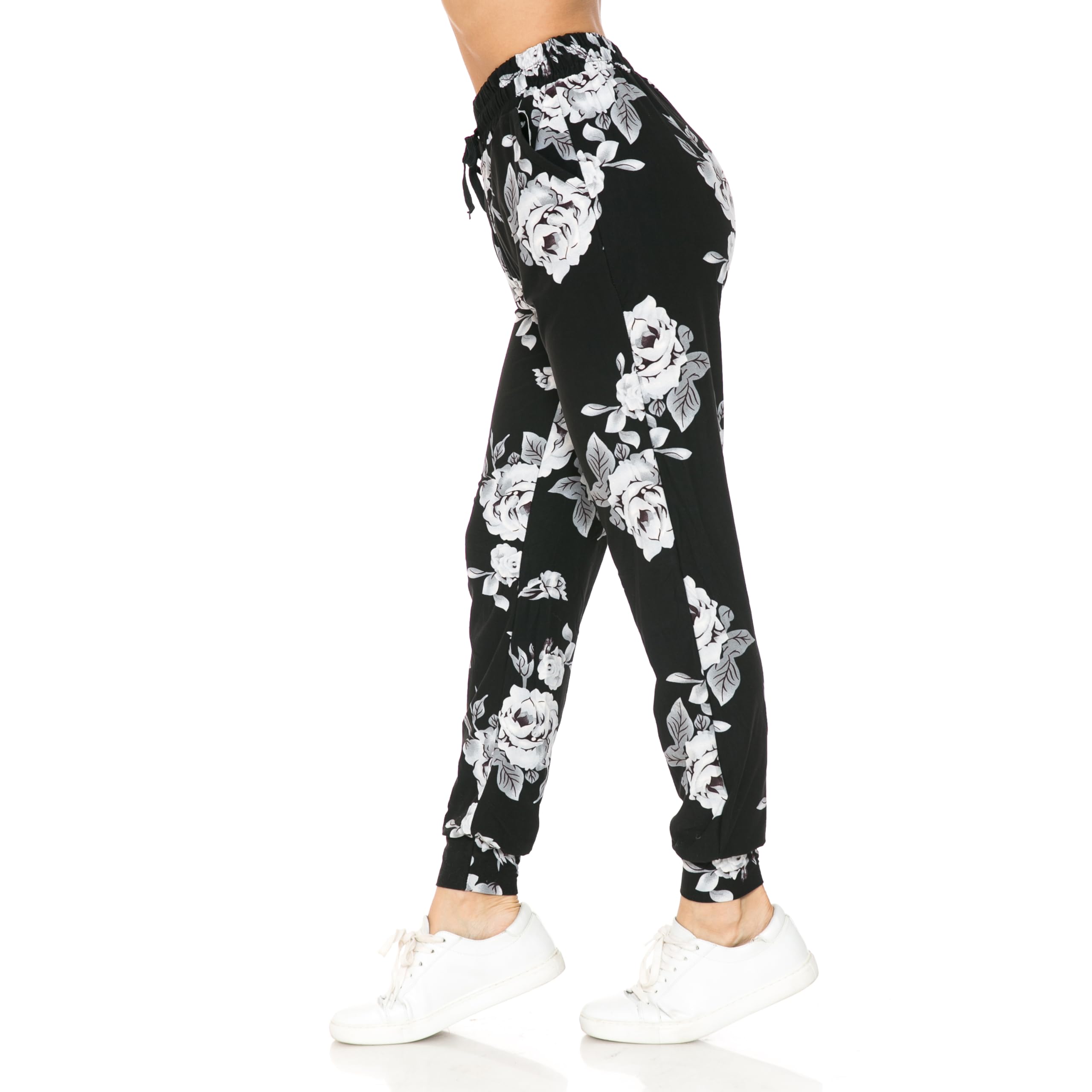 Buttery Smooth Jumbo White Rose Joggers