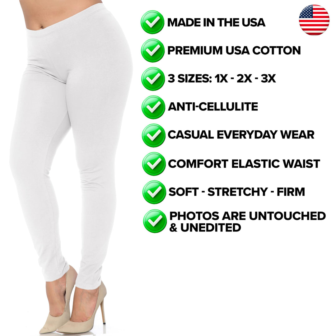 USA Basic Full Length Cotton Leggings - Plus Size - 1XL 2XL 3XL