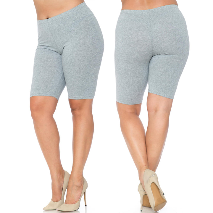 Made in The USA - Women's Plus Size Solid Basic Skin Smoothing Cotton Thigh Shorts - 1XL - 2XL - 3XL