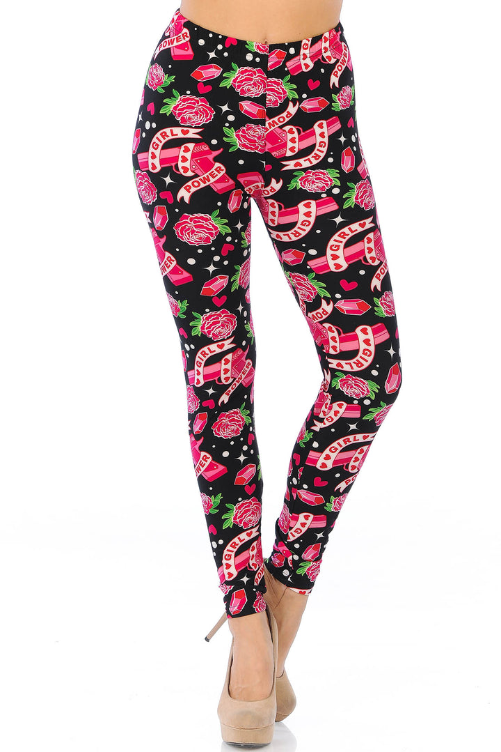 Buttery Soft Girl Power Leggings (One Size Regular,Fuchsia)