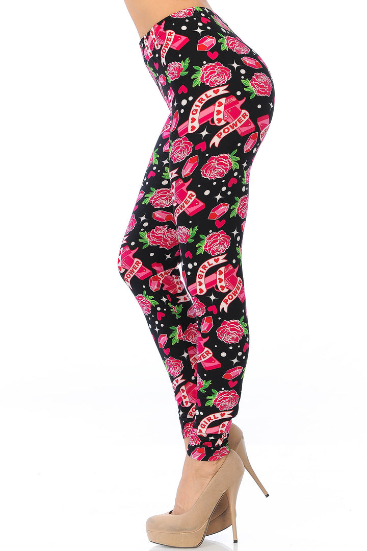 Buttery Soft Girl Power Leggings (One Size Regular,Fuchsia)
