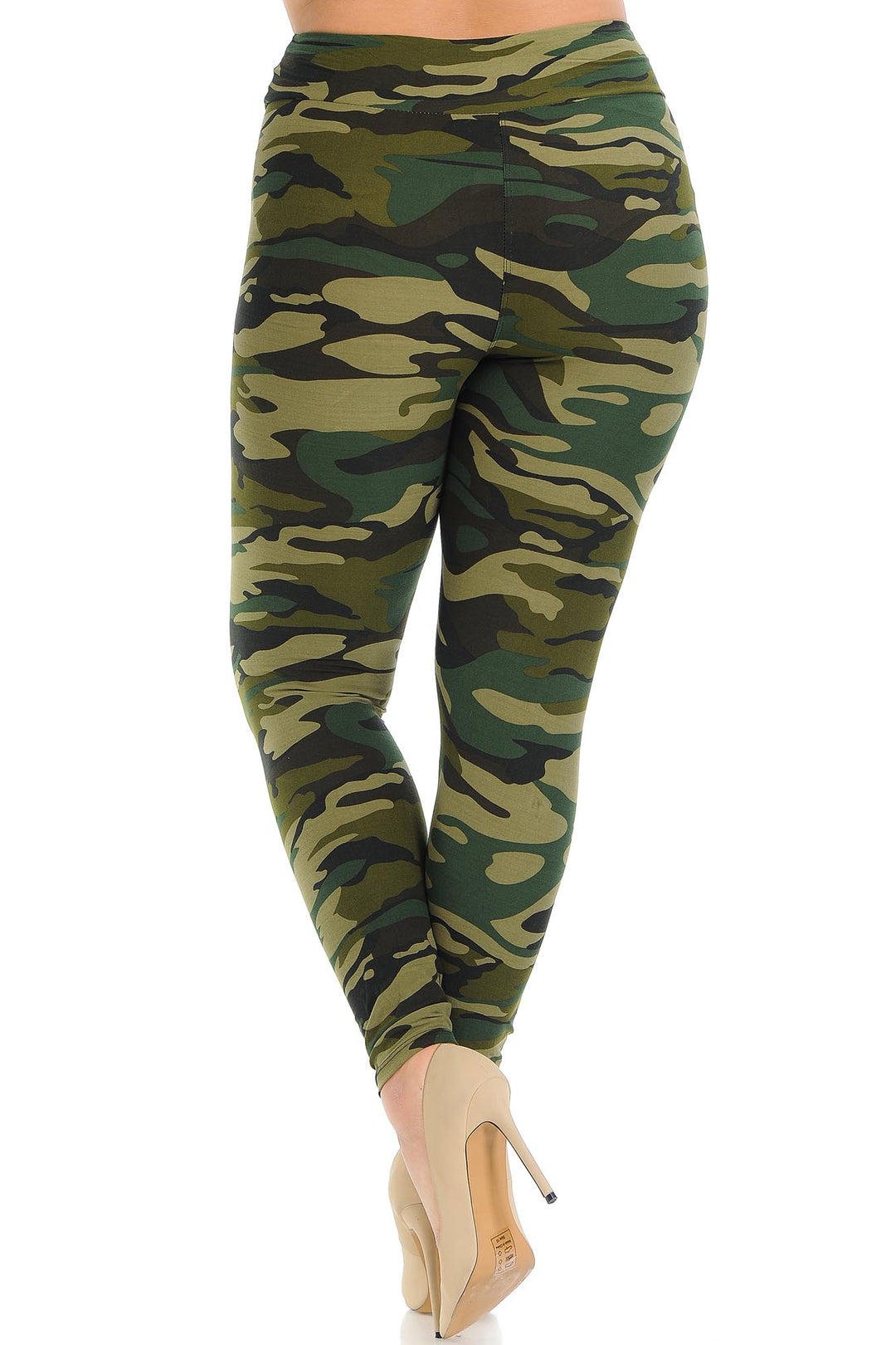 Buttery Soft Green Camouflage High Waisted Plus Size Leggings - EEVEE (One Size Plus,Green)
