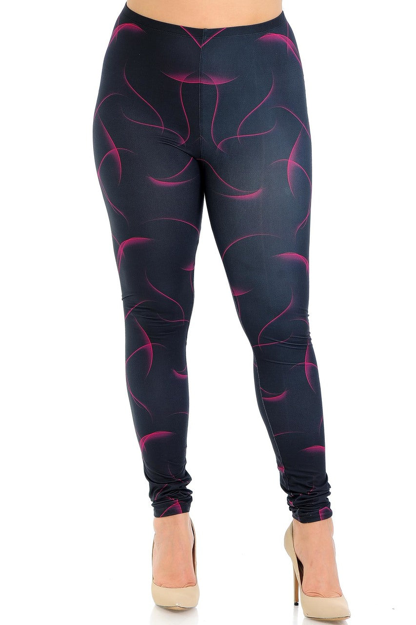 Creamy Soft Premium Women's Leggings Fuchsia Mist Plus Size, High Rise, Stretchy & Breathable, Comfortable Fit - by USA Fashion