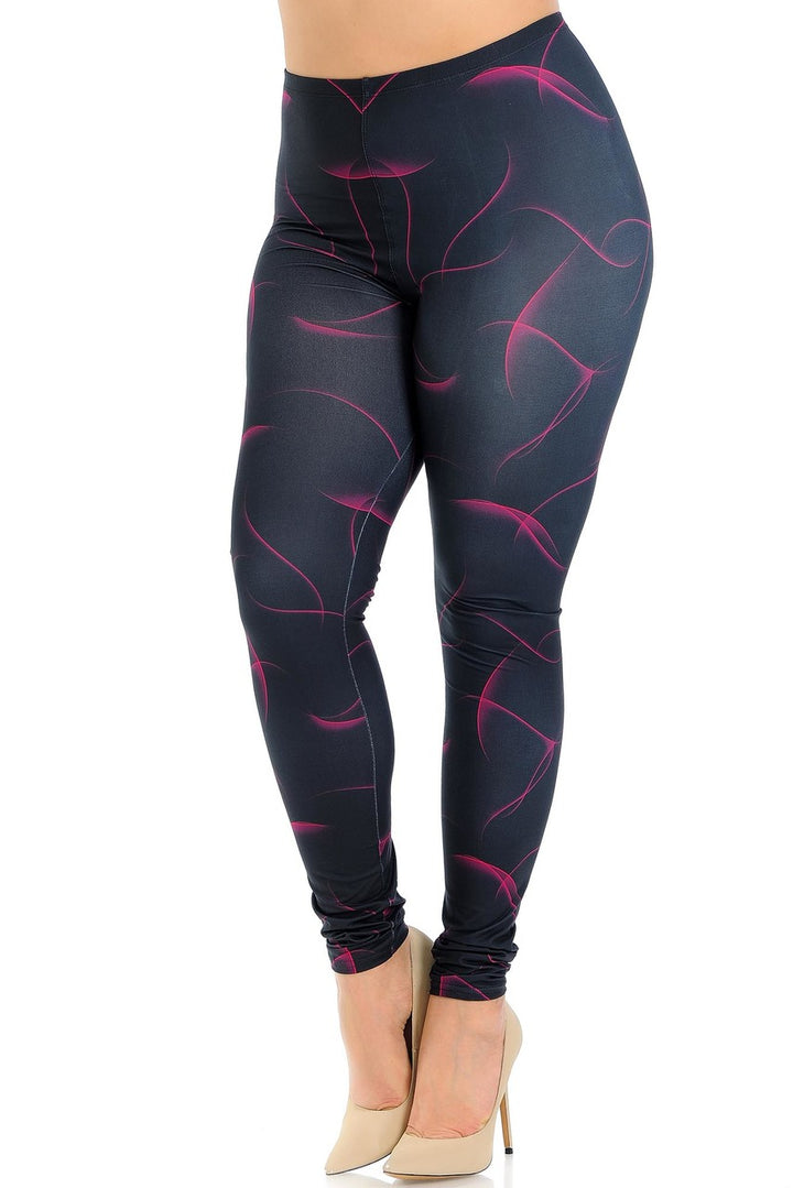 Creamy Soft Premium Women's Leggings Fuchsia Mist Plus Size, High Rise, Stretchy & Breathable, Comfortable Fit - by USA Fashion