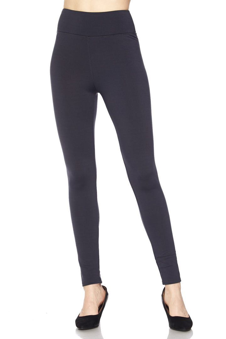 High Waisted Fleece Lined Leggings - 3 Inch Waistband