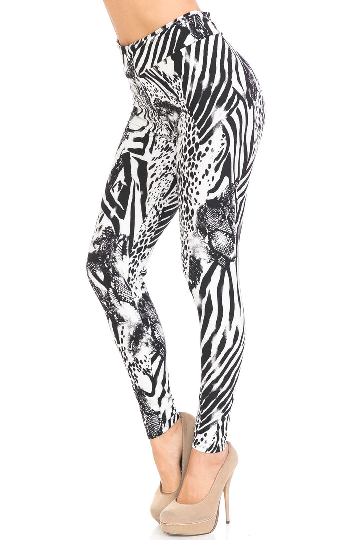 Buttery Soft Wild Safari Plus Size High Waisted Leggings (One Size Plus,Black)