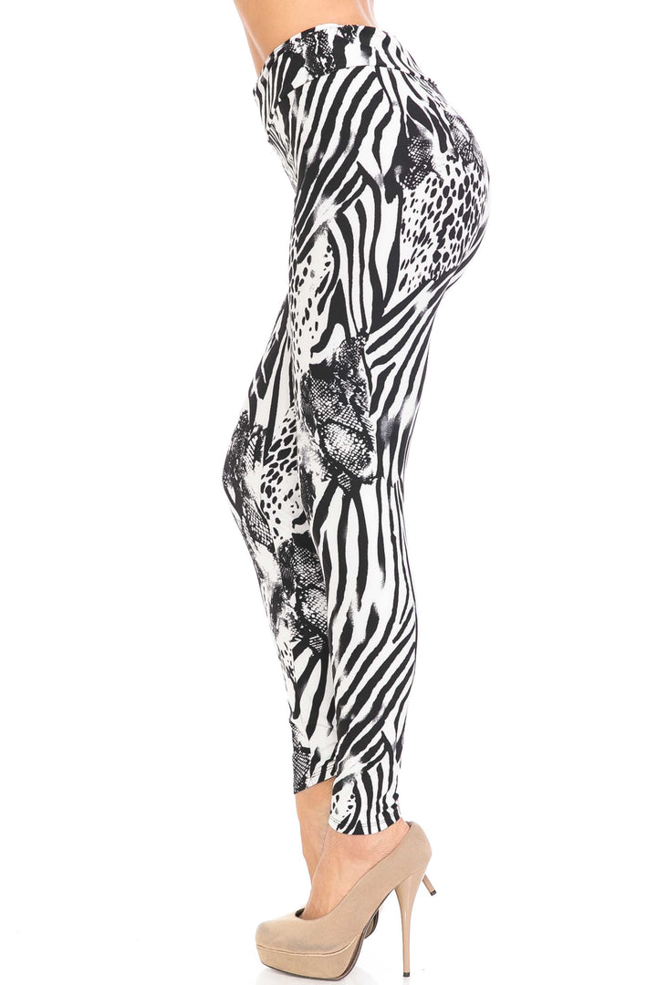 Buttery Soft Wild Safari Plus Size High Waisted Leggings (One Size Plus,Black)