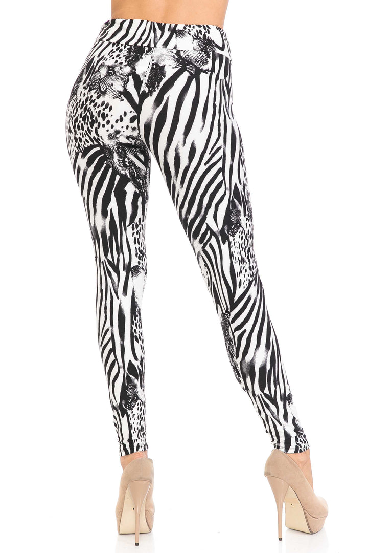Buttery Soft Wild Safari Plus Size High Waisted Leggings (One Size Plus,Black)