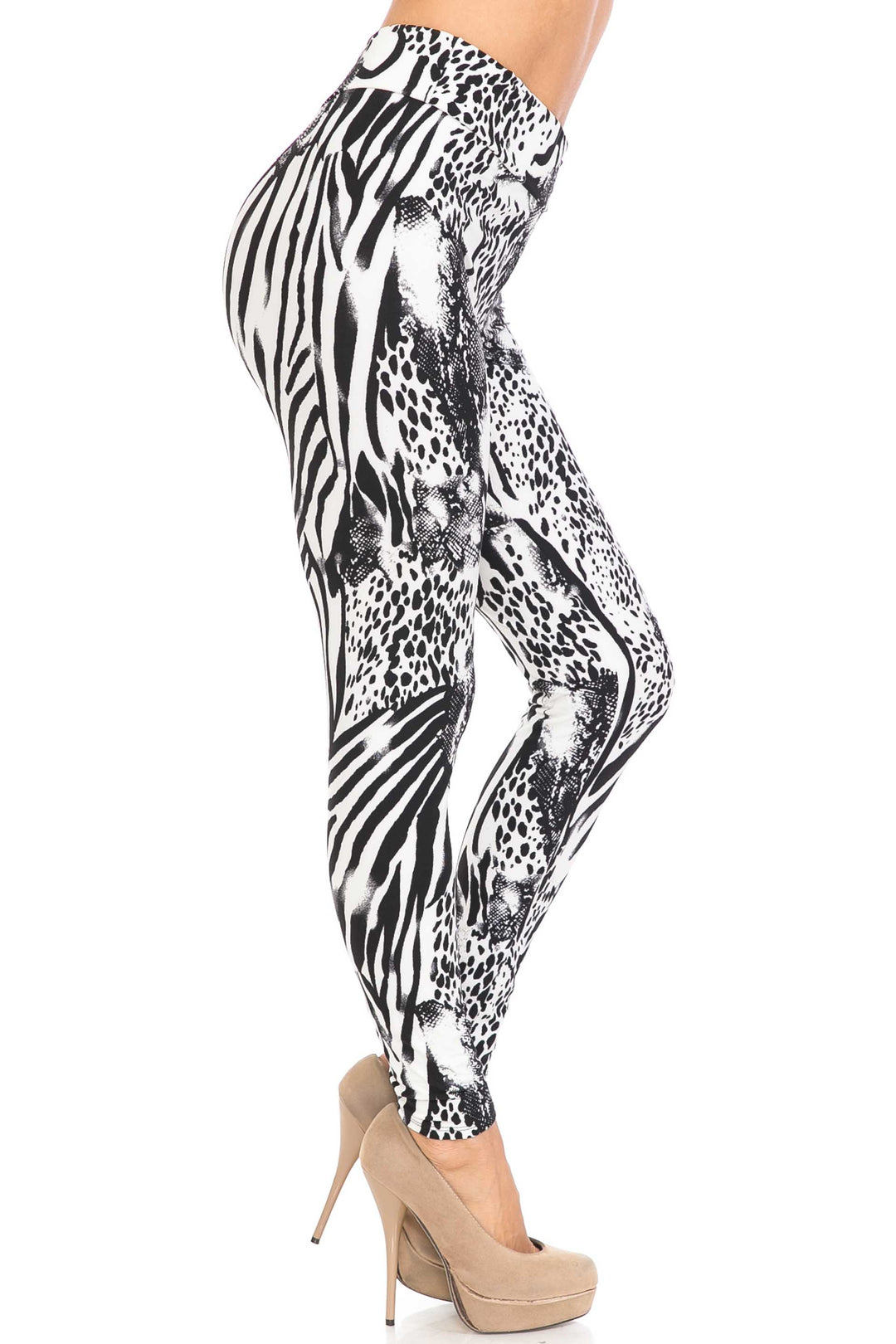 Buttery Soft Wild Safari Plus Size High Waisted Leggings (One Size Plus,Black)