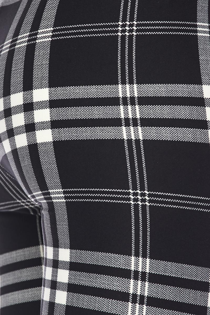 Buttery Smooth Black and White Plaid Kids Leggings