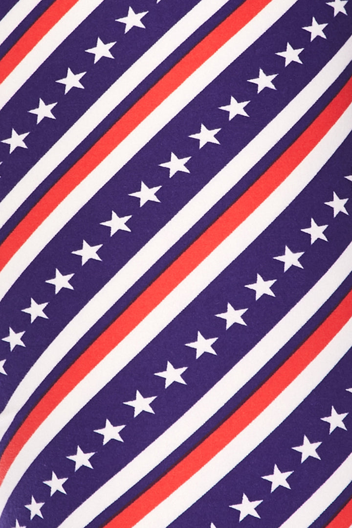 Buttery Soft Spiral Stars and Stripes Leggings (One Size Regular,Blue)