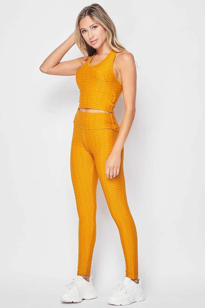 2 Piece Scrunch Butt Leggings and Crop Top Set - Plus Size
