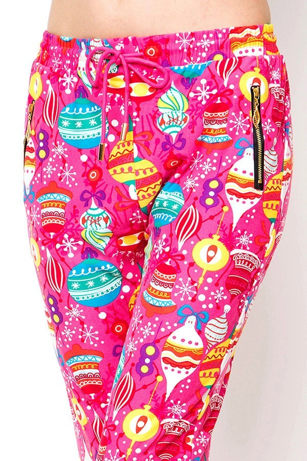 Buttery Soft Pink Christmas Joggers (One Size Regular,Pink)