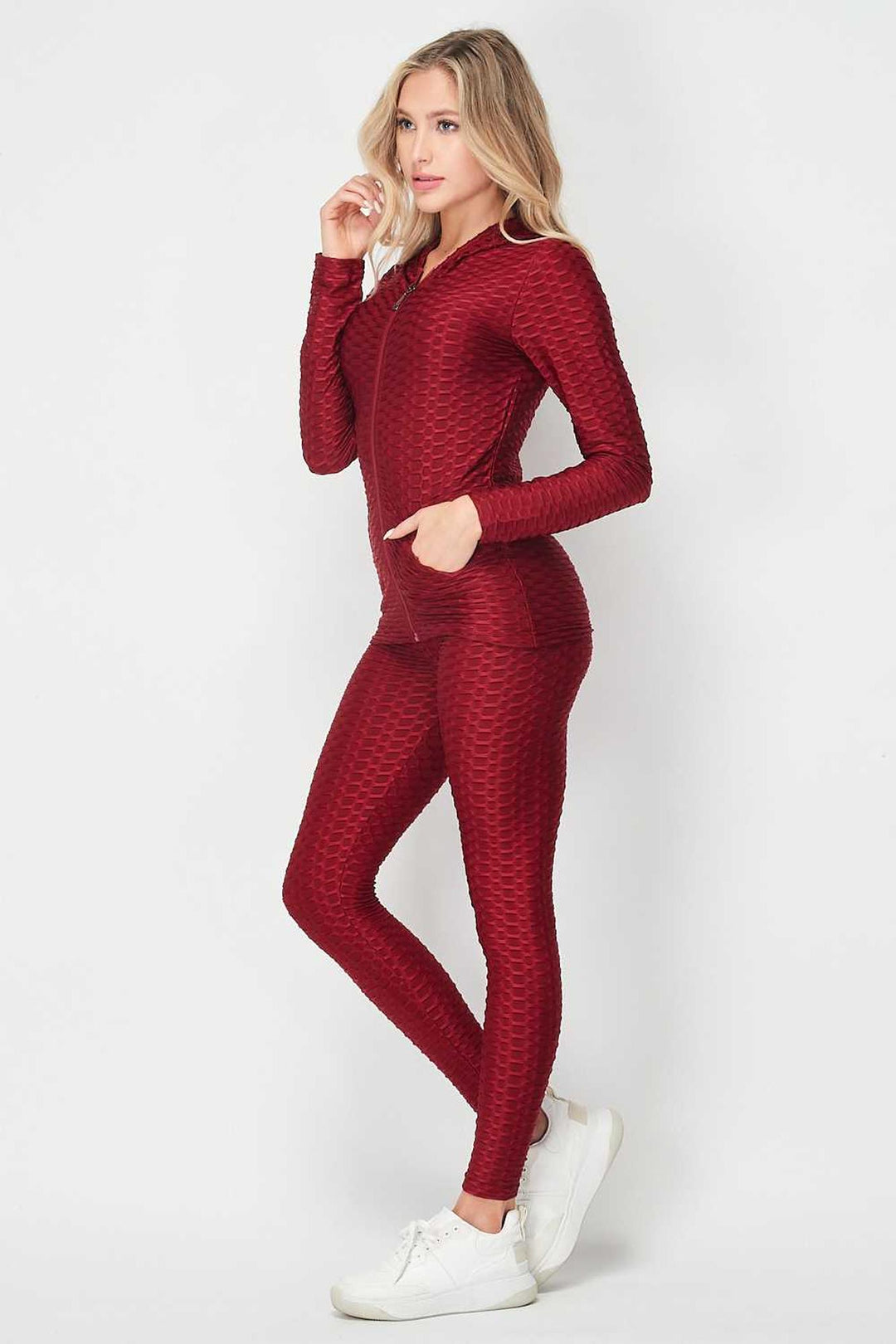 3 Piece Scrunch Butt Leggings  Crop Top and Hoodie Set