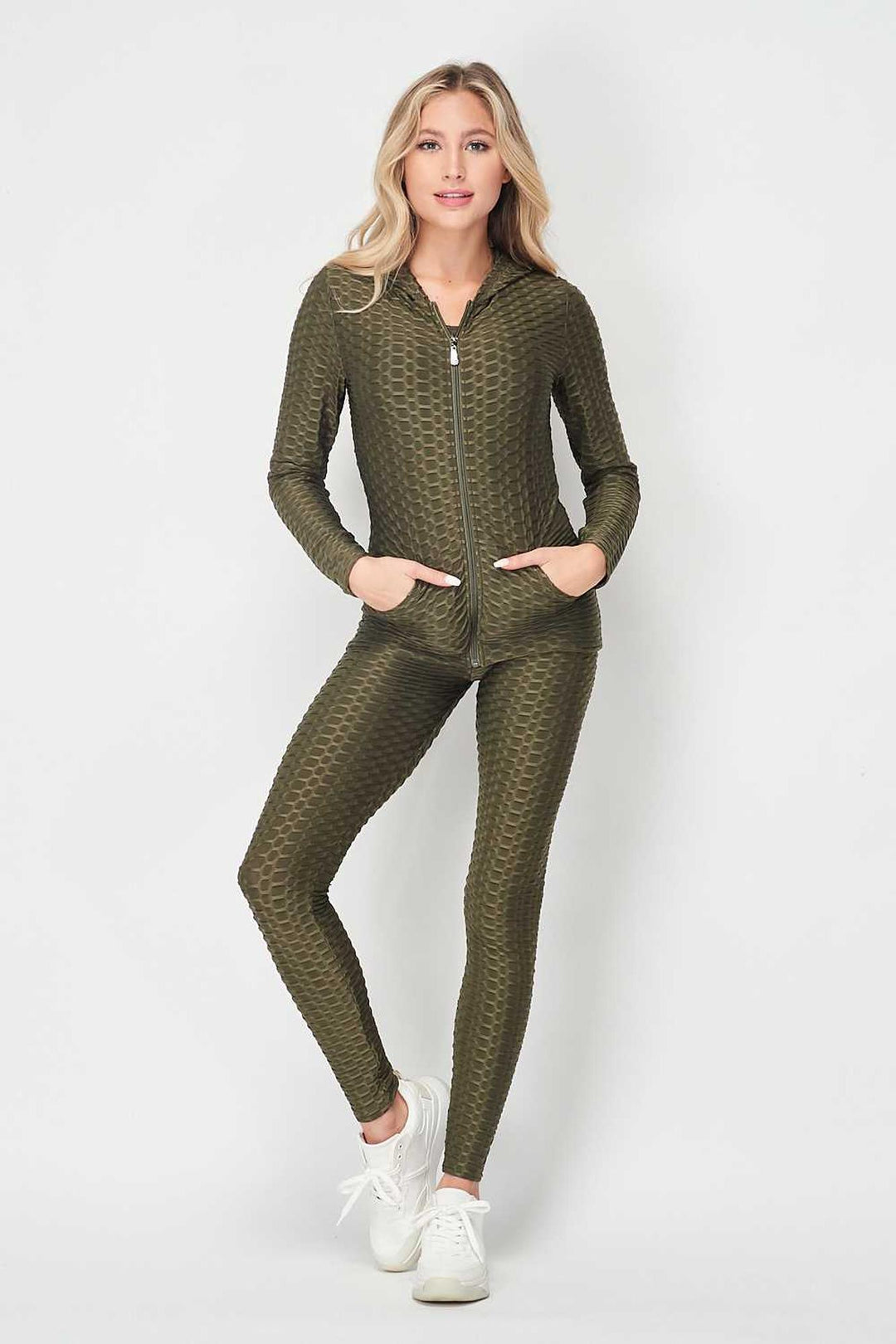 3 Piece Scrunch Butt Leggings  Crop Top and Hoodie Set