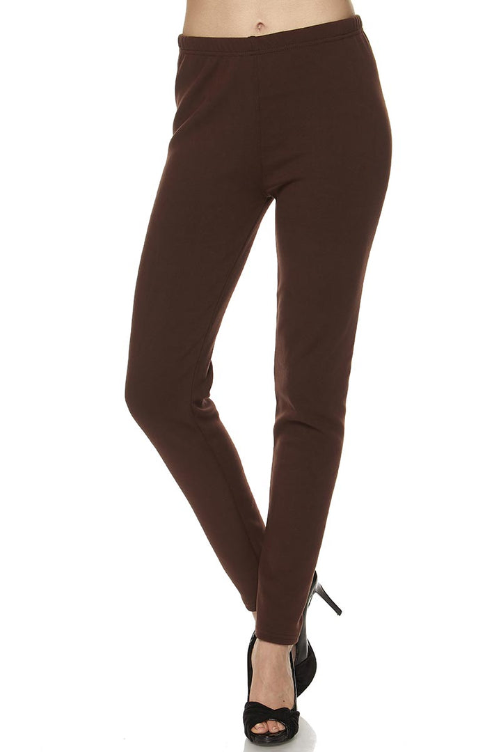 Solid Warm Fur Lined Leggings