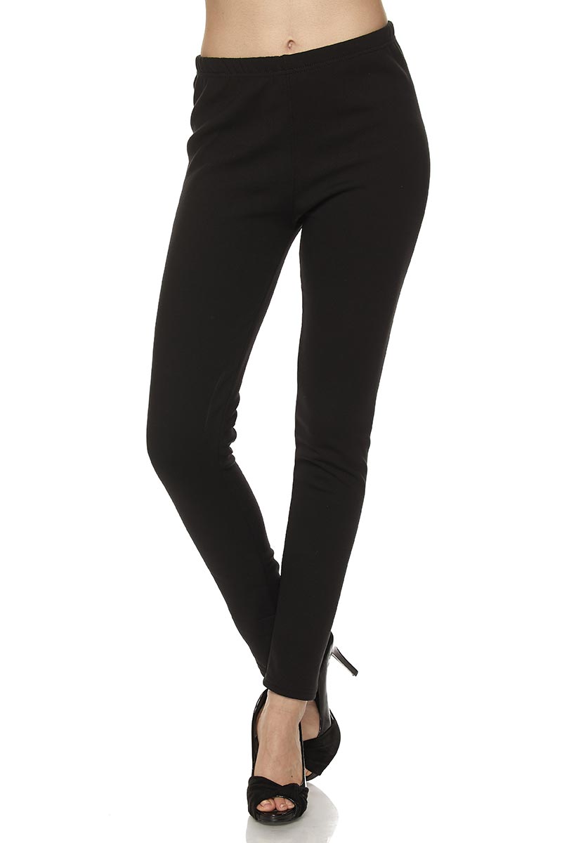 Solid Warm Fur Lined Leggings