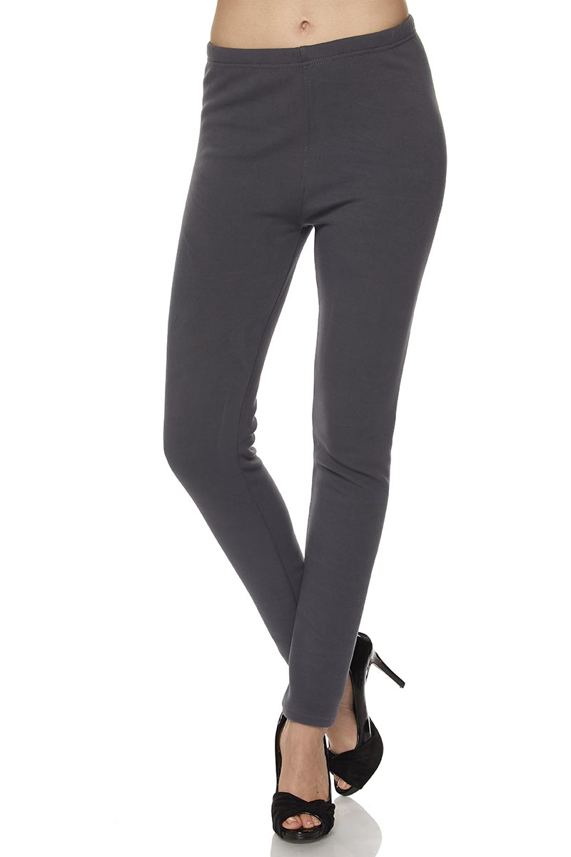 Solid Warm Fur Lined Leggings