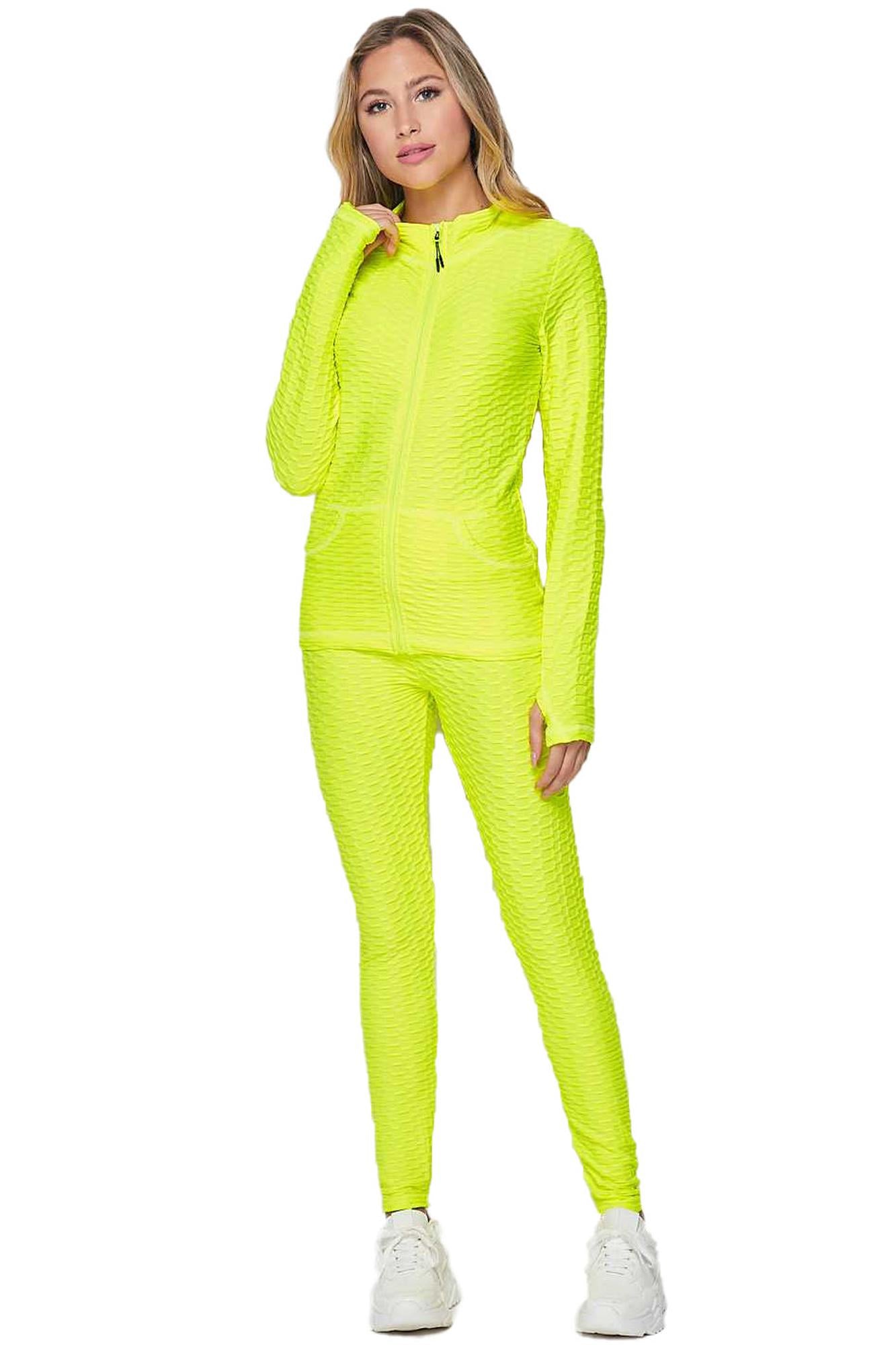 2 Piece Brazilian Scrunch Butt Leggings and Jacket Set with Thumb Hole