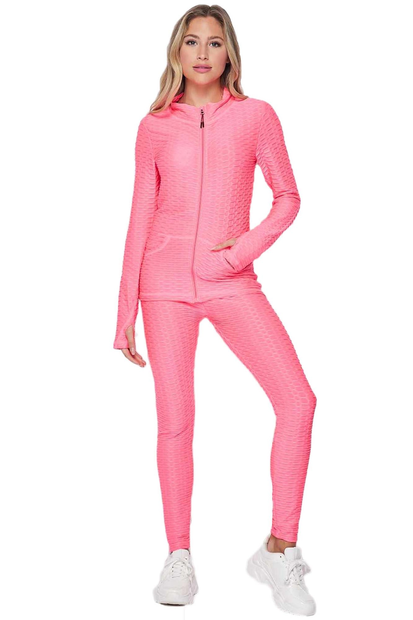 2 Piece Brazilian Scrunch Butt Leggings and Jacket Set with Thumb Hole