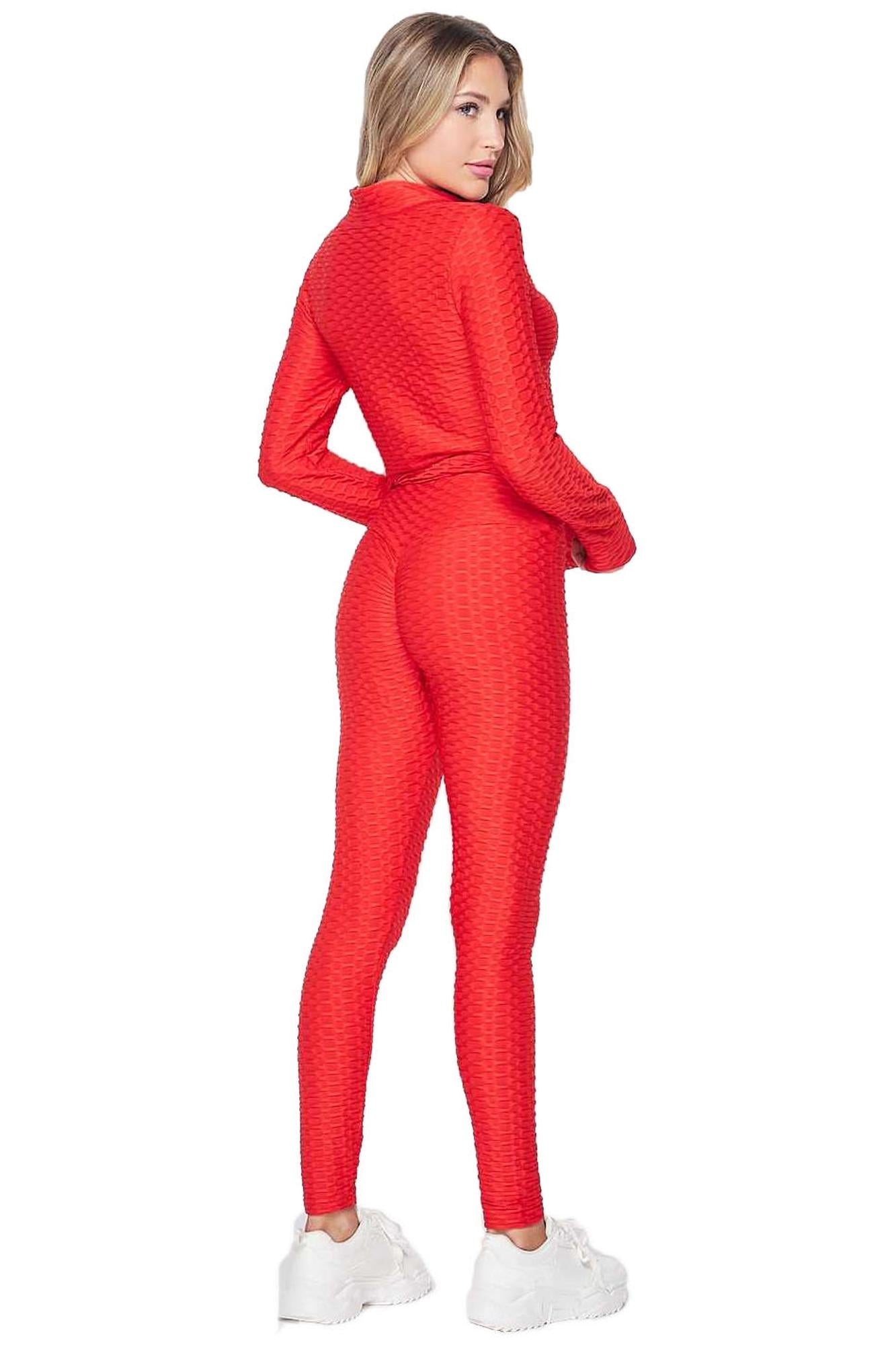 2 Piece Brazilian Scrunch Butt Leggings and Jacket Set with Thumb Hole