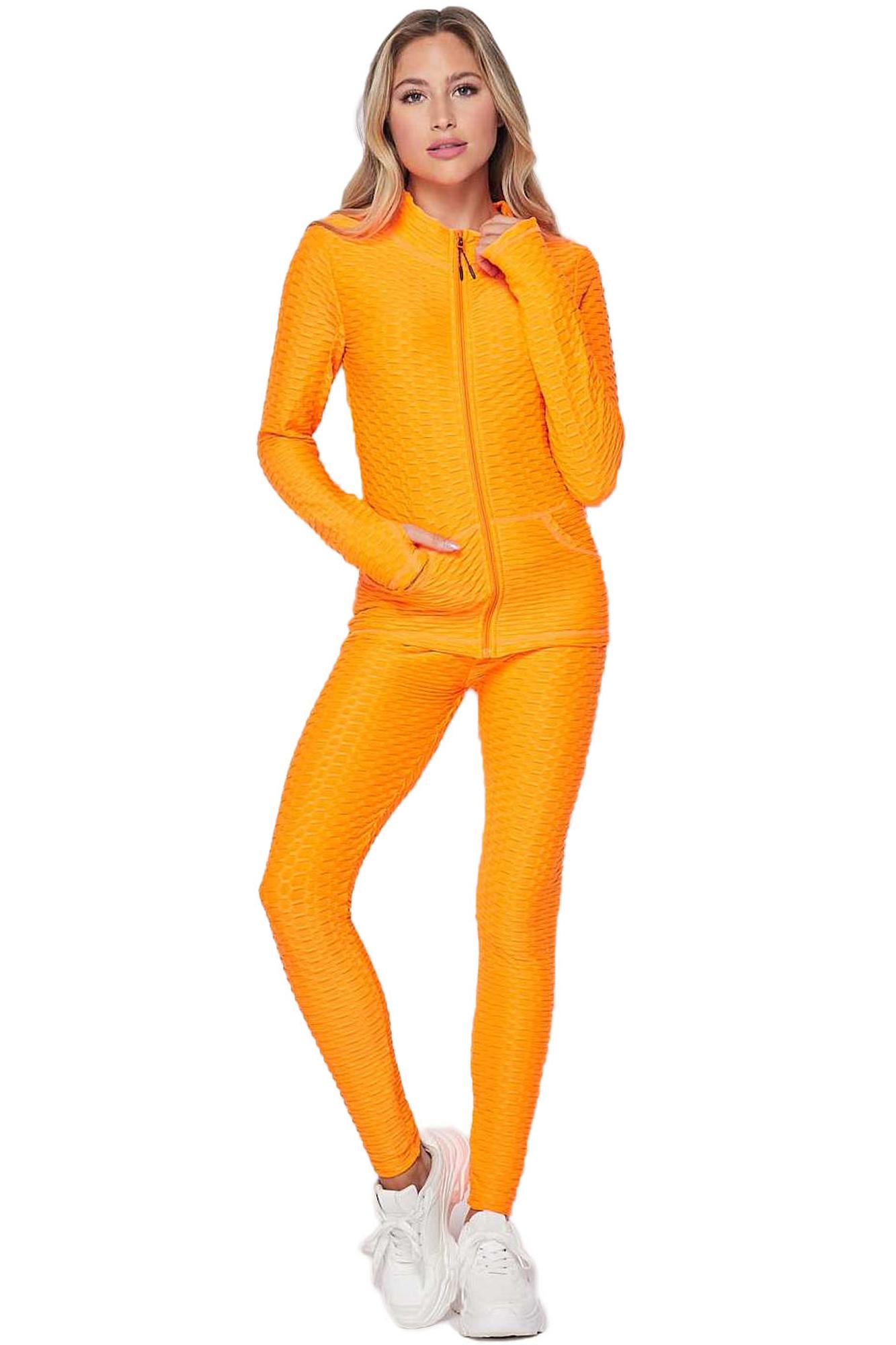 2 Piece Brazilian Scrunch Butt Leggings and Jacket Set with Thumb Hole