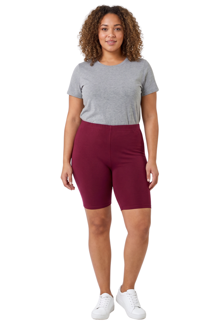 Made in The USA - Women's Plus Size Solid Basic Skin Smoothing Cotton Thigh Shorts - 1XL - 2XL - 3XL